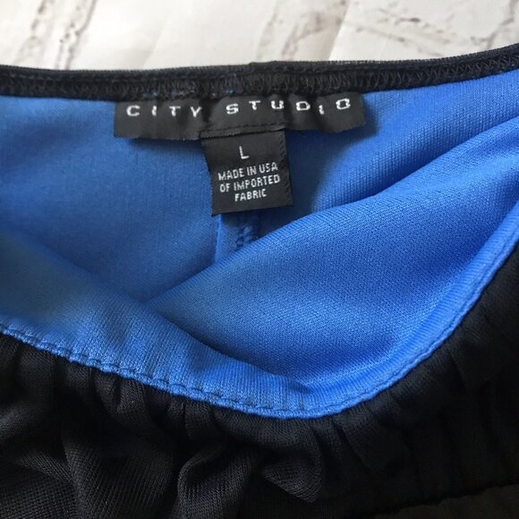 Vintage City Studio Dress Blue Black Sheer Overlay Sparkle 90s Y2K Womens Large - Picture 5 of 8